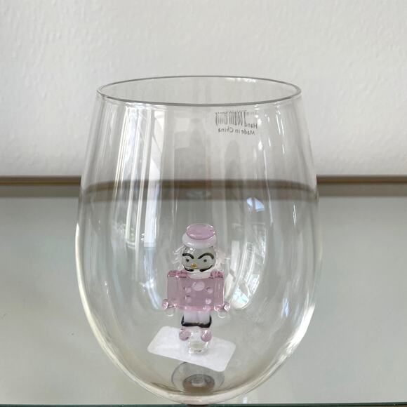 Pink Nutcracker Stemless Wine Glass Christmas Holiday Barware NEW - Picture 2 of 10